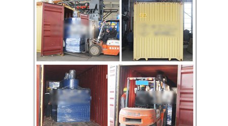 發(fā)往格魯吉亞Q69系列輥道通過(guò)式鋼板型材拋丸清理機(jī)發(fā)貨現(xiàn)場(chǎng)